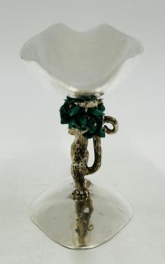 Emilia Castillo Sculptural Silver Turquoise Bowl by Emilia Castillo Mexico 1980s - 3992647