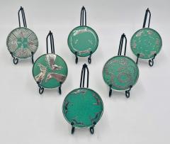 Emilia Castillo Set of 6 Porcelain Pure Silver Drink Coasters Holder by Emilia Castillo - 4714669