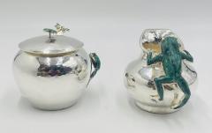 Emilia Castillo Silver Malachite Creamer Spoon Covered Sugar Pot Set by Emilia Castillo - 4737515