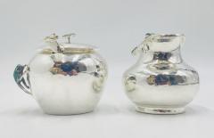 Emilia Castillo Silver Malachite Creamer Spoon Covered Sugar Pot Set by Emilia Castillo - 4737517