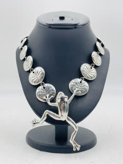 Emilia Castillo Stunning Sterling Silver Frog Lily Pad Necklace by Emilia Castillo - 4122870