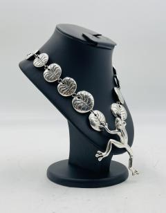 Emilia Castillo Stunning Sterling Silver Frog Lily Pad Necklace by Emilia Castillo - 4122871