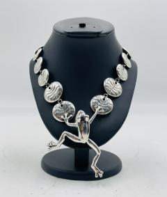 Emilia Castillo Stunning Sterling Silver Frog Lily Pad Necklace by Emilia Castillo - 4122872