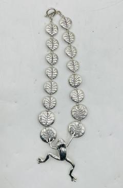 Emilia Castillo Stunning Sterling Silver Frog Lily Pad Necklace by Emilia Castillo - 4122879