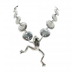 Emilia Castillo Stunning Sterling Silver Frog Lily Pad Necklace by Emilia Castillo - 4122910