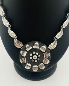 Emilia Castillo Vintage Taxco Sterling Silver Leaf Necklace Mexican Sterling Silversmiths - 4727445
