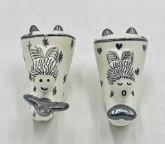 Emilia Castillo Whimsical Emilia Castillo Silver Porcelain Salt Pepper Shakers 1980s - 4366391