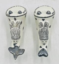 Emilia Castillo Whimsical Emilia Castillo Silver Porcelain Salt Pepper Shakers 1980s - 4366393