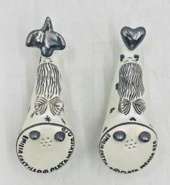 Emilia Castillo Whimsical Emilia Castillo Silver Porcelain Salt Pepper Shakers 1980s - 4366394