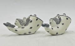 Emilia Castillo Whimsical Emilia Castillo Silver Porcelain Salt Pepper Shakers 1980s - 4366396