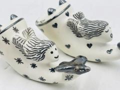 Emilia Castillo Whimsical Emilia Castillo Silver Porcelain Salt Pepper Shakers 1980s - 4366401