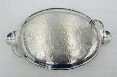 Emilia Castillo Whimsical Silver Plate Malachite Serving Tray by Emilia Castillo Mexican Art - 4737500