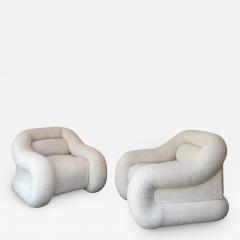 Emilio Guarnacci Pair of Armchairs Boucl Fabric Italy 1970s - 2486397