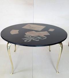 Emilio Martelli Emilio Martelli Inlayed Black Marble Round Table Florence Italy 1950s - 2432444