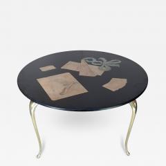 Emilio Martelli Emilio Martelli Inlayed Black Marble Round Table Florence Italy 1950s - 2435728