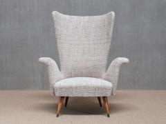 Emilio Sala e Giorgio Madini Sala Madini Emilio Sala Giorgio Madini Wing Chair in Nobilis Tweed Walnut Italy 1950s - 4400207