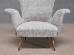 Emilio Sala e Giorgio Madini Sala Madini Emilio Sala Giorgio Madini Wing Chair in Nobilis Tweed Walnut Italy 1950s - 4400209