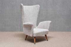 Emilio Sala e Giorgio Madini Sala Madini Emilio Sala Giorgio Madini Wing Chair in Nobilis Tweed Walnut Italy 1950s - 4400210