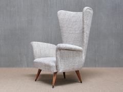 Emilio Sala e Giorgio Madini Sala Madini Emilio Sala Giorgio Madini Wing Chair in Nobilis Tweed Walnut Italy 1950s - 4400212