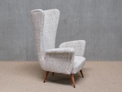 Emilio Sala e Giorgio Madini Sala Madini Emilio Sala Giorgio Madini Wing Chair in Nobilis Tweed Walnut Italy 1950s - 4400213
