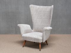 Emilio Sala e Giorgio Madini Sala Madini Emilio Sala Giorgio Madini Wing Chair in Nobilis Tweed Walnut Italy 1950s - 4400214