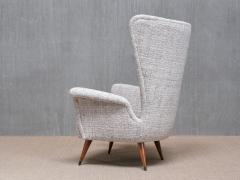 Emilio Sala e Giorgio Madini Sala Madini Emilio Sala Giorgio Madini Wing Chair in Nobilis Tweed Walnut Italy 1950s - 4400215