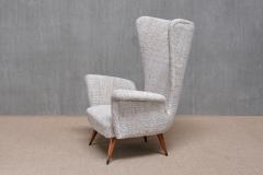 Emilio Sala e Giorgio Madini Sala Madini Emilio Sala Giorgio Madini Wing Chair in Nobilis Tweed Walnut Italy 1950s - 4400216