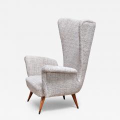 Emilio Sala e Giorgio Madini Sala Madini Emilio Sala Giorgio Madini Wing Chair in Nobilis Tweed Walnut Italy 1950s - 4401122