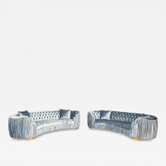 Emma Curved Sofas by Haute House for Neiman Marcus Baby Blue Velvet - 4344346