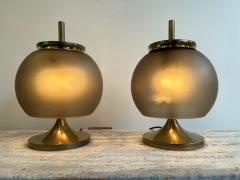 Emma Gismondi Schweinberger Mid Century Pair of Brass and Murano Glass Lamps by Artemide Italy 1960s - 2759614