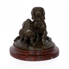 Emmanuel Fremiet French Antique Bronze Sculpture of Basset Hounds by E Fremiet Barbedienne - 1017709