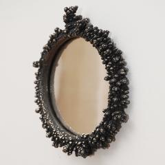 Emmanuel PAGART CORAL One of a kind small nickel round mirror - 3067712