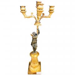 Empire Dor Bronze Candelabra Lamp Having a Patinated Woman Mounted as a Lamp - 2980921