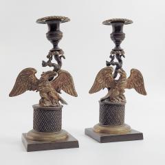 Empire Eagle Pair of Brass Candlesticks circa 1820 - 2763864