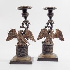 Empire Eagle Pair of Brass Candlesticks circa 1820 - 2763865