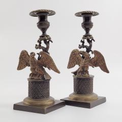 Empire Eagle Pair of Brass Candlesticks circa 1820 - 2763866