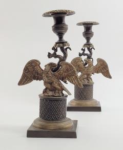 Empire Eagle Pair of Brass Candlesticks circa 1820 - 2763867