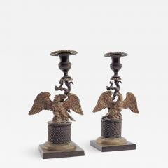 Empire Eagle Pair of Brass Candlesticks circa 1820 - 2766134