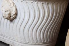 Empire Hand Carved White Carrara Marble Antique Bathtub with Lion Heads - 2202321