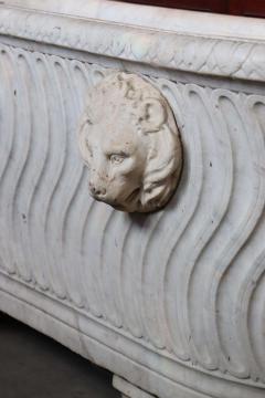 Empire Hand Carved White Carrara Marble Antique Bathtub with Lion Heads - 2202324