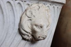 Empire Hand Carved White Carrara Marble Antique Bathtub with Lion Heads - 2202325