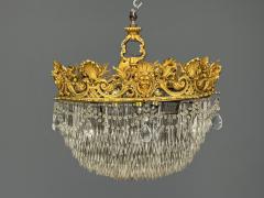 Empire Impressive Pendant Light Dore Bronze Crystal France 19th c  - 4446089