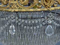 Empire Impressive Pendant Light Dore Bronze Crystal France 19th c  - 4446091