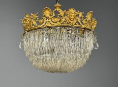 Empire Impressive Pendant Light Dore Bronze Crystal France 19th c  - 4446093