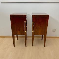 Empire Nightstands Walnut Full Columns Gold Leaf Brass Italy circa 1810 - 4334299