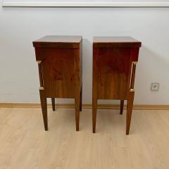 Empire Nightstands Walnut Full Columns Gold Leaf Brass Italy circa 1810 - 4334300