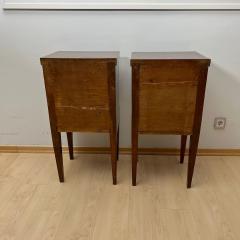 Empire Nightstands Walnut Full Columns Gold Leaf Brass Italy circa 1810 - 4334301
