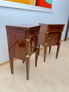 Empire Nightstands Walnut Full Columns Gold Leaf Brass Italy circa 1810 - 4334304