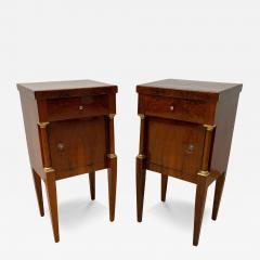 Empire Nightstands Walnut Full Columns Gold Leaf Brass Italy circa 1810 - 4334671