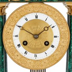 Empire Period Neoclassical Malachite and Gilt Bronze Mantel Clock - 1954744